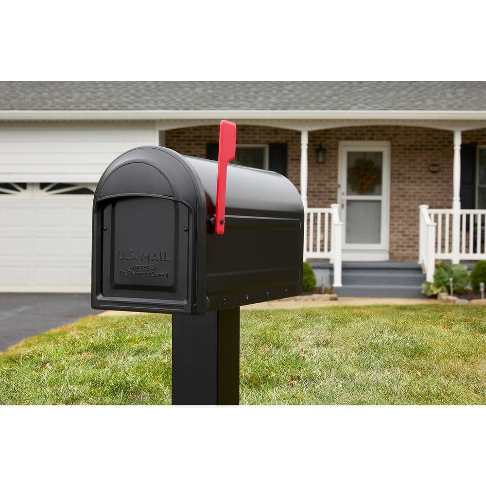 Barrington Black, Large, Steel, Post Mount Mailbox - Hercitys