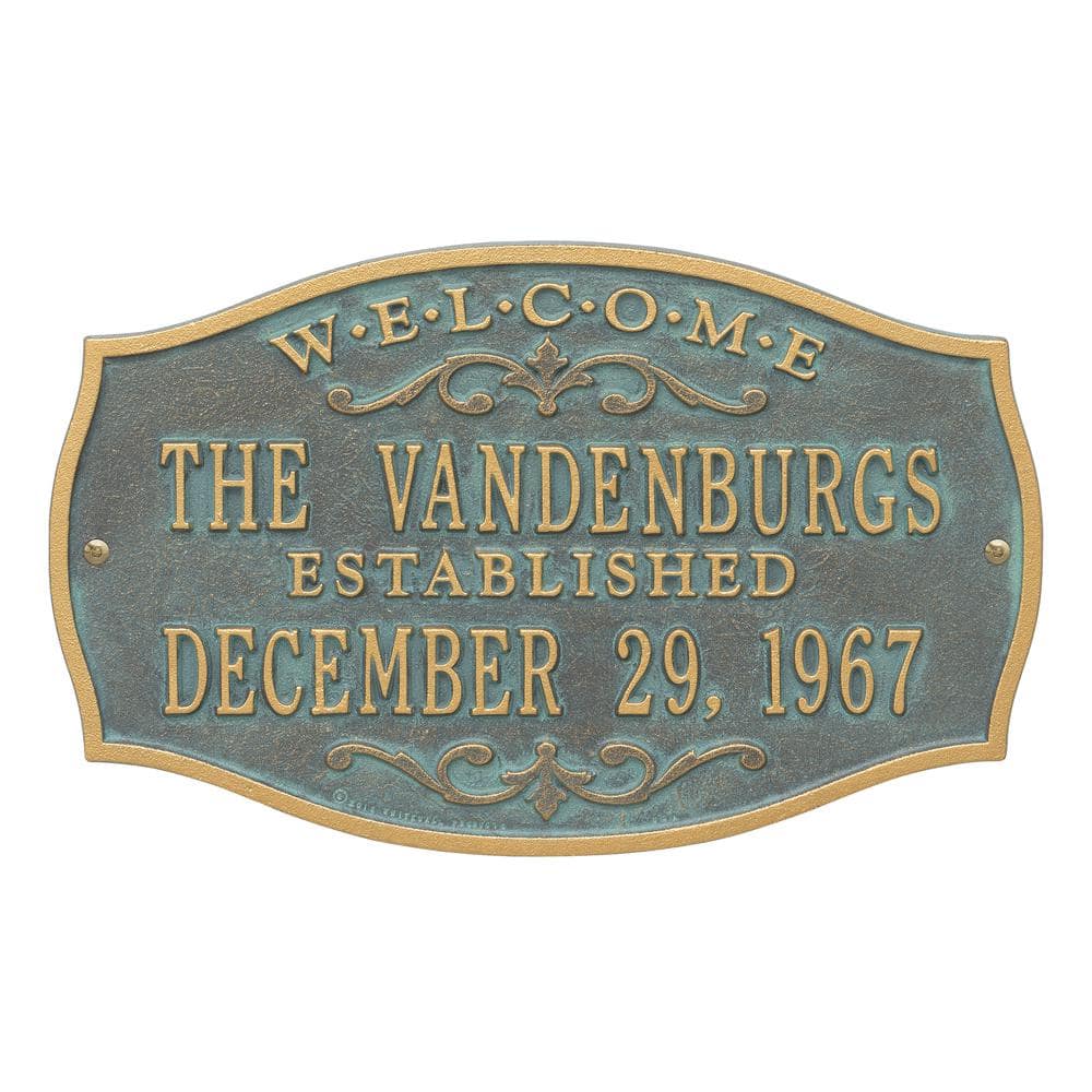 Brookfield Welcome Rectangular Standard Wall 2-Line Anniversary Personalized Plaque in Bronze/Verdi - Hercitys