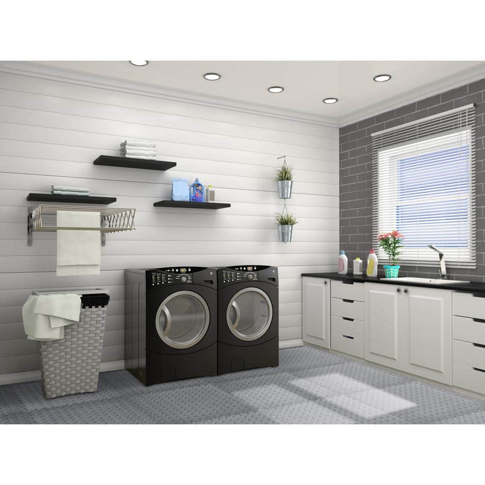 Gray 24 in. x 24 in. EVA Foam Solid Color Diamond Plate Interlocking Tile (24-Tile) - Hercitys