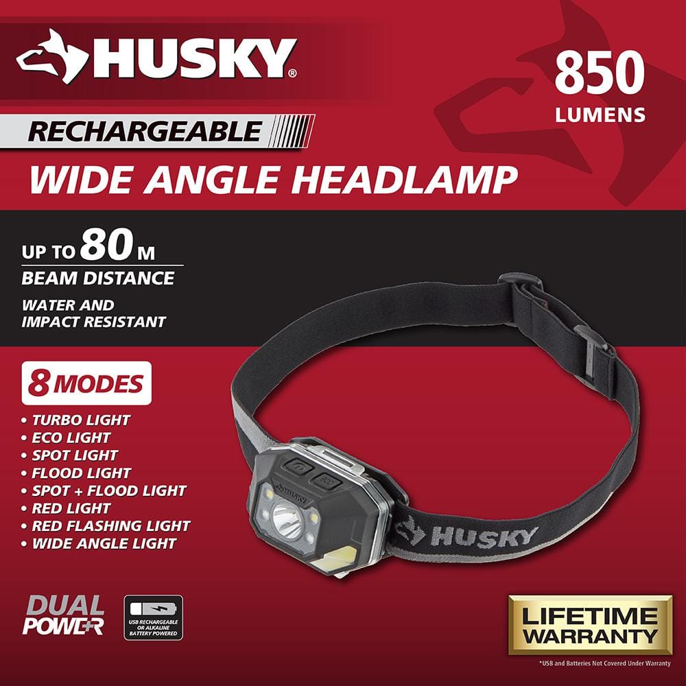 850 Lumens Dual-Power LED Rechargeable Headlamp - Hercitys