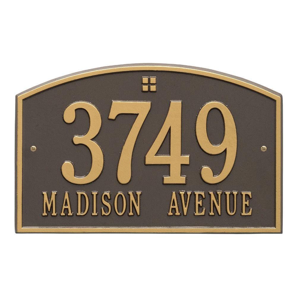 Cape Charles Standard Rectangular Bronze/Gold Wall 2-Line Address Plaque - Hercitys