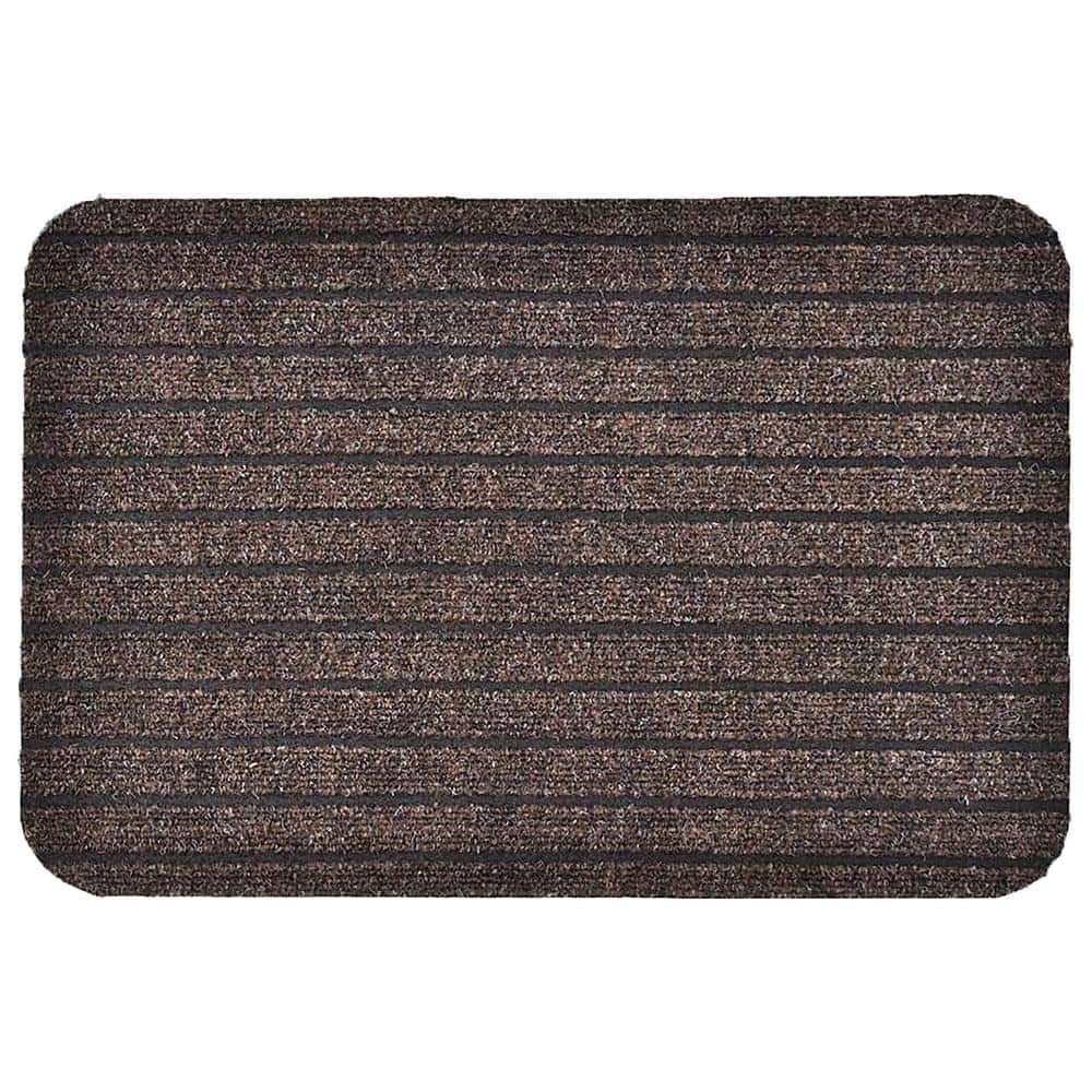 Evideco Brown 16 in. x 24 in. Chloe Polypropylene Latex Rug Outdoor Front Door Mat - Hercitys