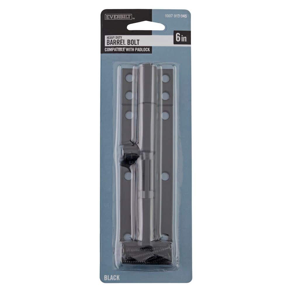6 in. Black Heavy-Duty Barrel Bolt - Hercitys
