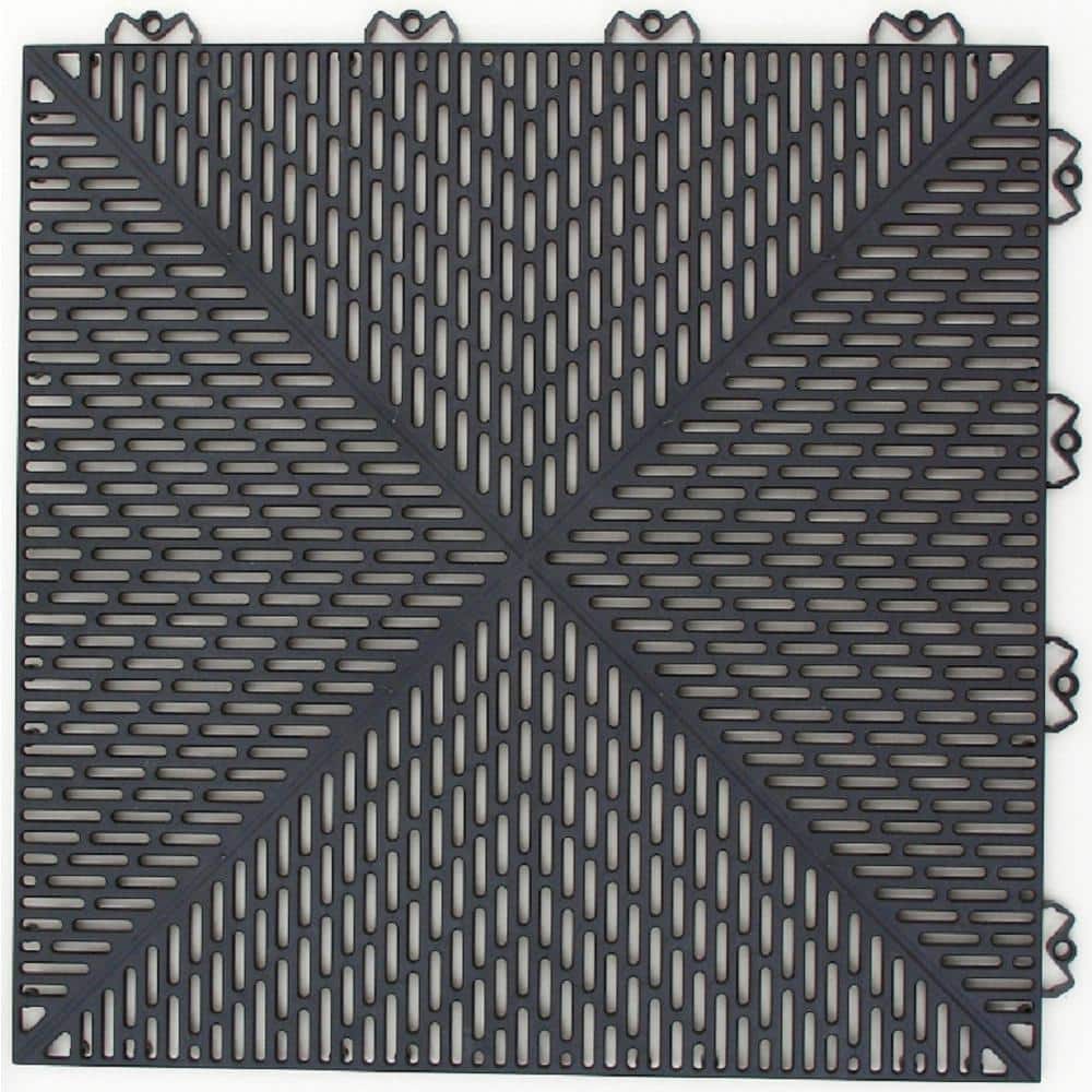 Unique 14.9 in. x 14.9 in. Graphite Polypropylene Garage Floor Tile (21.6 sq. ft. / case) - Hercitys