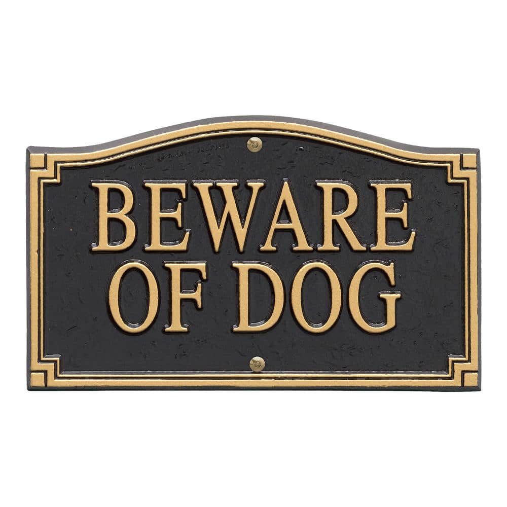 Black/Gold Beware of Dog Statement Plaque - Hercitys