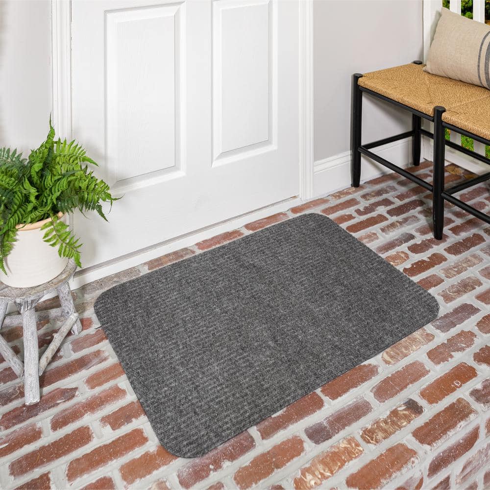Striped Utility Mat Grey Indoor/Outdoor 24 in. x 72 in. Utility Door Mat - Hercitys