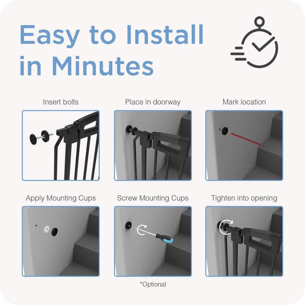 Black Ultimate Pressure Mounted Safety Gate 31 .1 in. Tall, 28.7 in. – 32.2 in. Wide - Hercitys