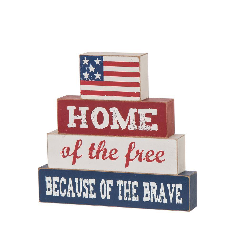 8 in. H Patriotic Wooden Table Block - Hercitys
