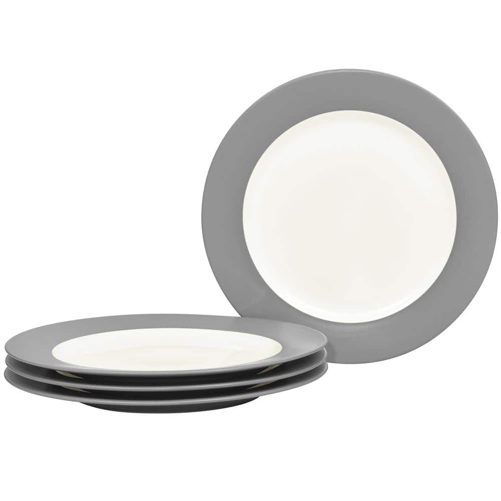 Colorwave Slate 11 in. (Gray) Stoneware Rim Dinner Plates, (Set of 4) - Hercitys
