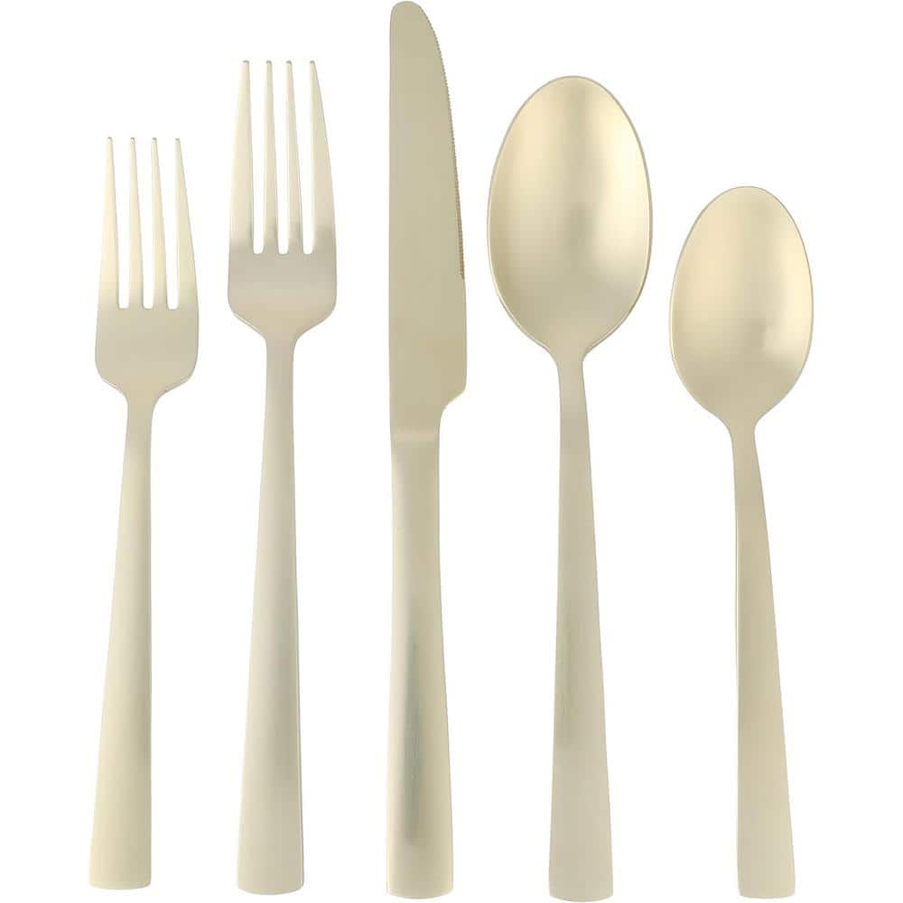 Earlston 20-Piece Stainless Steel Flatware Set in Champagne Gold - Hercitys
