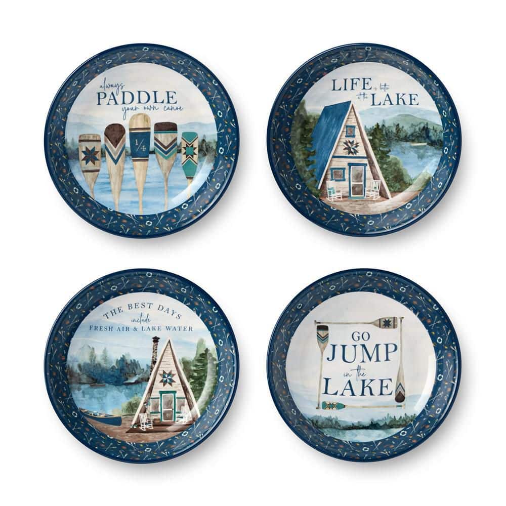 Wake At The Lake 38 fl. oz. Multi-Colored Melamine Soup Bowl (Set of 4) - Hercitys