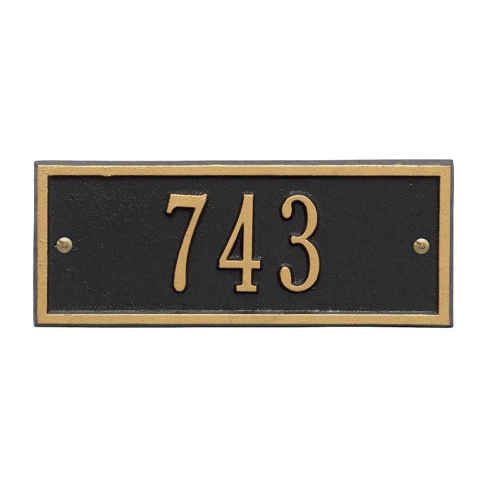 Hartford Rectangular Black/Gold Petite Wall 1-Line Address Plaque - Hercitys