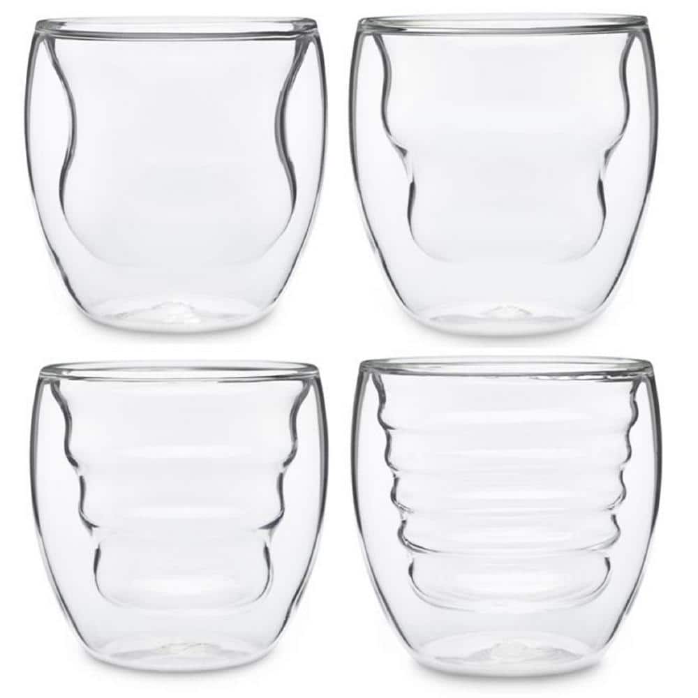 Curva Artisan Series 8 oz. Double Wall Beverage Glasses and Tumblers (Set of 4) - Hercitys