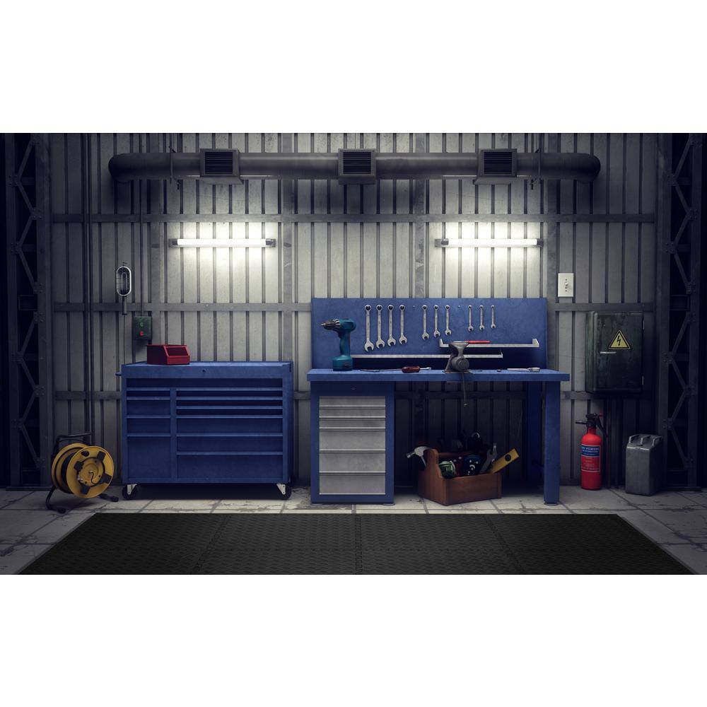 Black 24 in. x 24 in. EVA Foam Solid Color Diamond Plate Interlocking Tile (24-Tile) - Hercitys