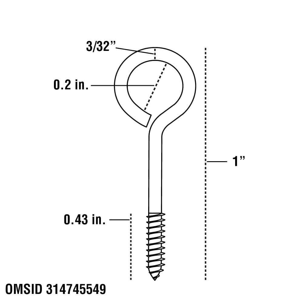 Screw Eye 3/32 in. x 1 in. Z CP - Hercitys