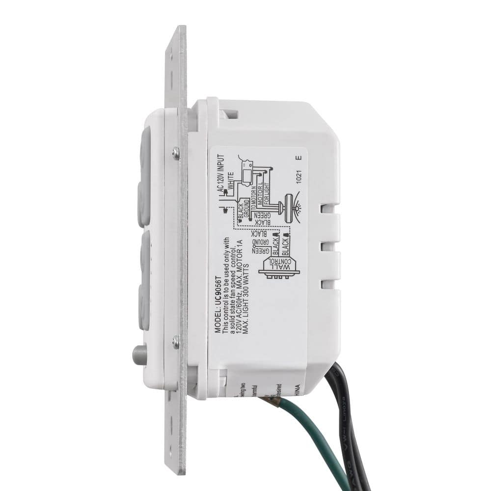 White Hard-Wired 6-Speed In-Wall Remote Control Compatible with Arranmore Brand DC Motor Ceiling Fans - Hercitys