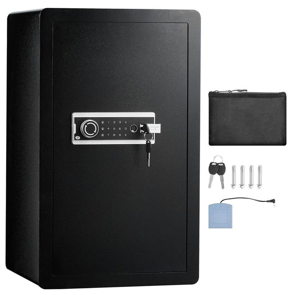 Single Door Safe Box, 4.0 cu. ft. Safe Lock Box with Fireproof Bag and 2 Shelves for Money, Documents, Black - Hercitys