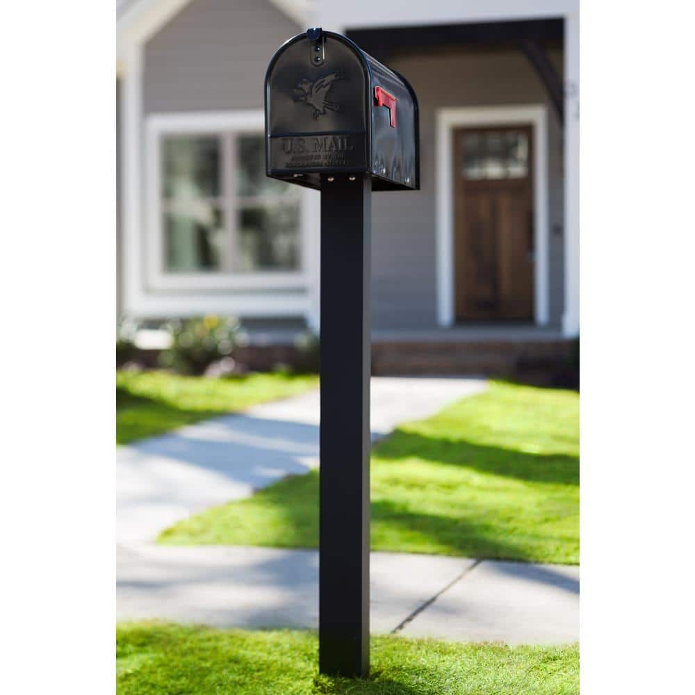 Elite Black, Large, Steel, Post Mount Mailbox - Hercitys