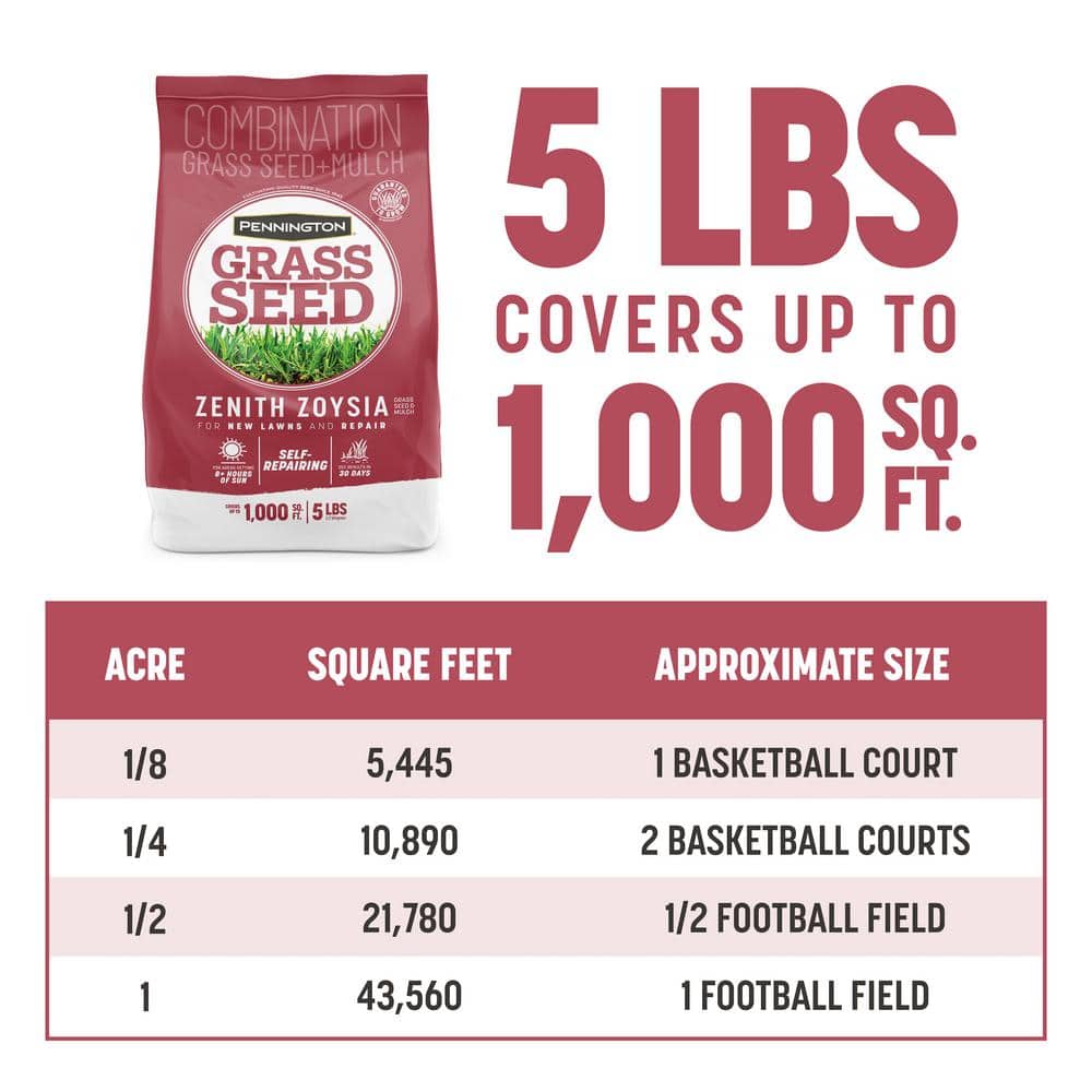 Zenith Zoysia 5 lb. 1,000 sq. ft. Grass Seed and Mulch - Hercitys