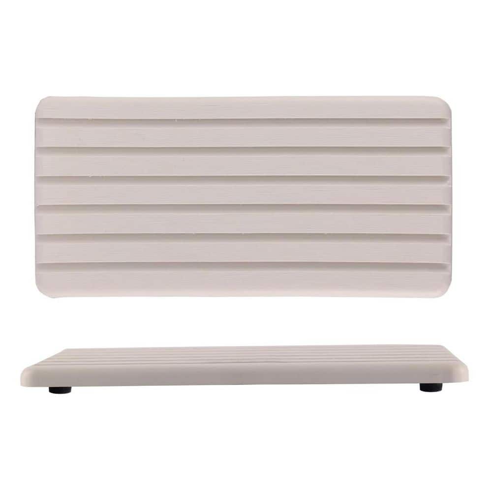 8.27 in. Water Absorbent Diatomite Coasters Rectangle Grooved Design for Hand Soaps & Plants (Set of 2) - Hercitys