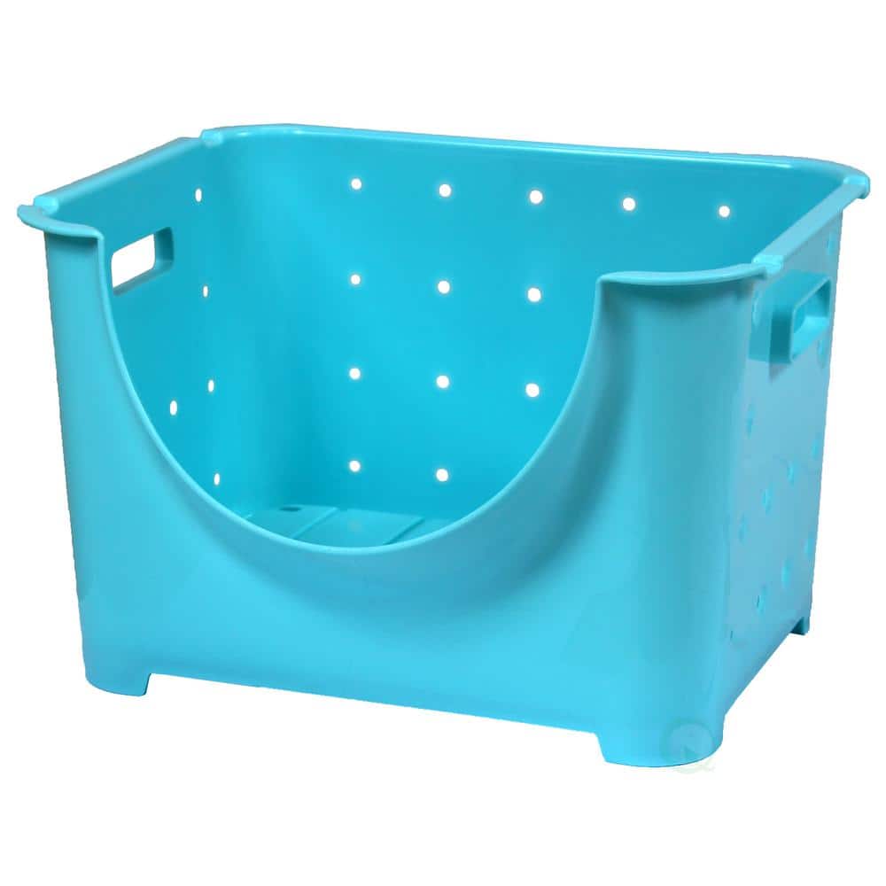 Stackable Plastic Storage Container with Stacking Bin in Blue - Hercitys
