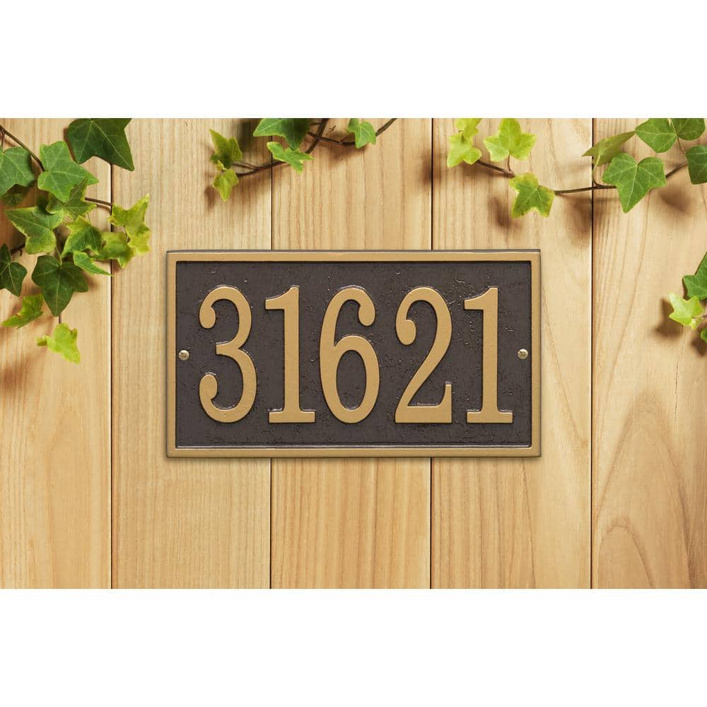 Fast and Easy Rectangle House Number Plaque, Bronze/Gold - Hercitys