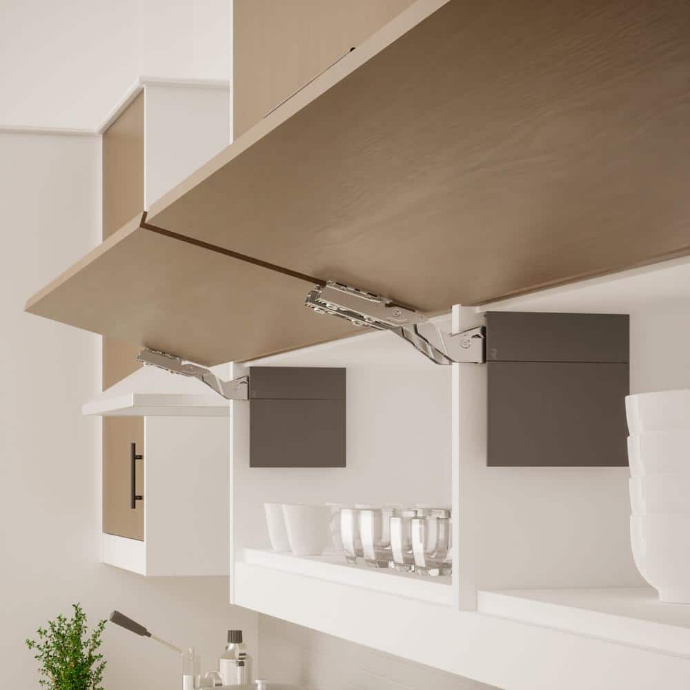 Atmos Series Anthracite Soft-Close Light-Duty Overlay for Frameless Cabinet Lift-Up Hinge (1-Pair) - Hercitys