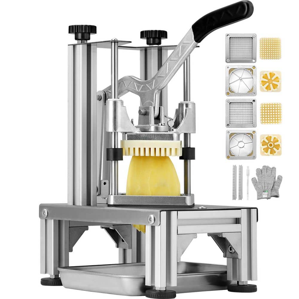 Commercial French Fry Cutter with 4 Replacement Blades, 1/4 in. and 3/8 in. Easy Dicer Chopper, Lemon Potato Cutter - Hercitys