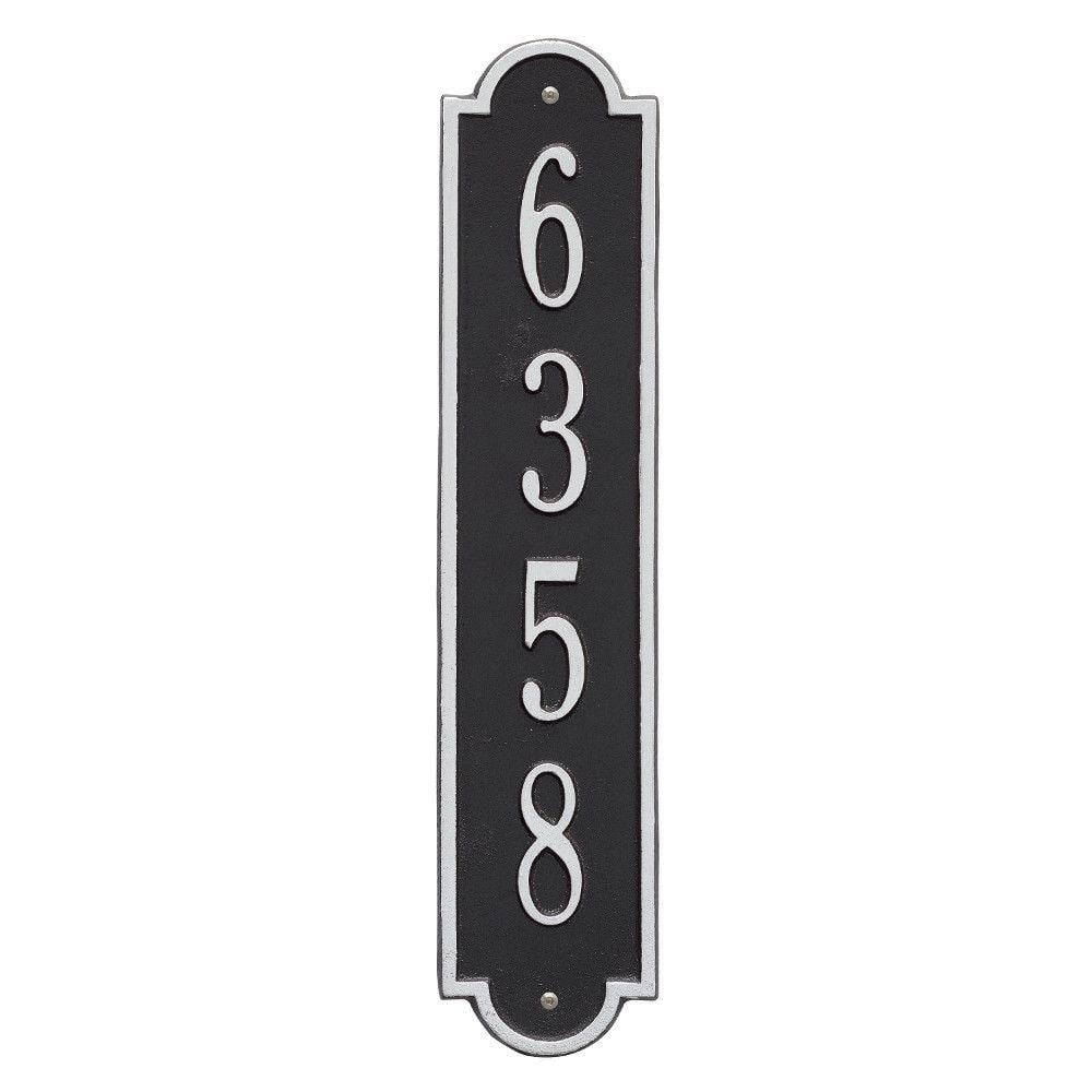 Richmond Standard Rectangular Black/Silver Wall 1-Line Vertical Address Plaque - Hercitys
