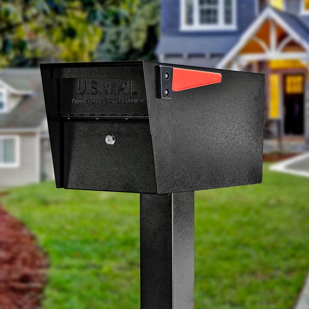 Mail Manager Locking Post-Mount Mailbox with High Security Reinforced Patented Locking System, Black - Hercitys