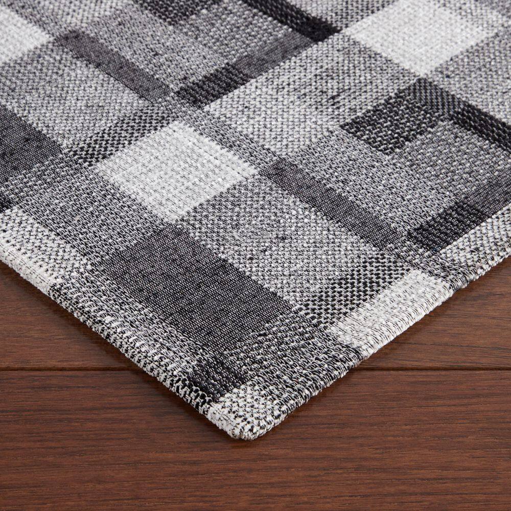 Stella Owen Plaid Black/Gray 20 in. x 50 in. Slip-Resistant Kitchen Runner Mat - Hercitys