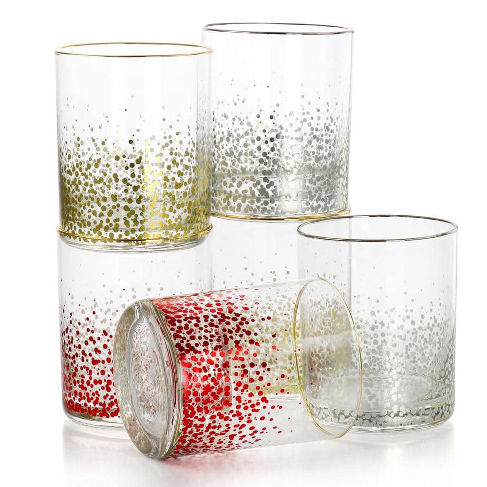 California Designs Audrey Hill 6 Piece 13.5oz Double Old Fashion Glass Set in Assorted Colors - Hercitys
