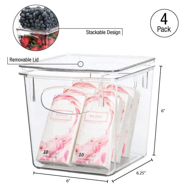 Clear Plastic Coffee Pods Organizer Set of 4, Small K Cup Storage Bins, Pods Holder, Kitchen and Pantry Organization - Hercitys