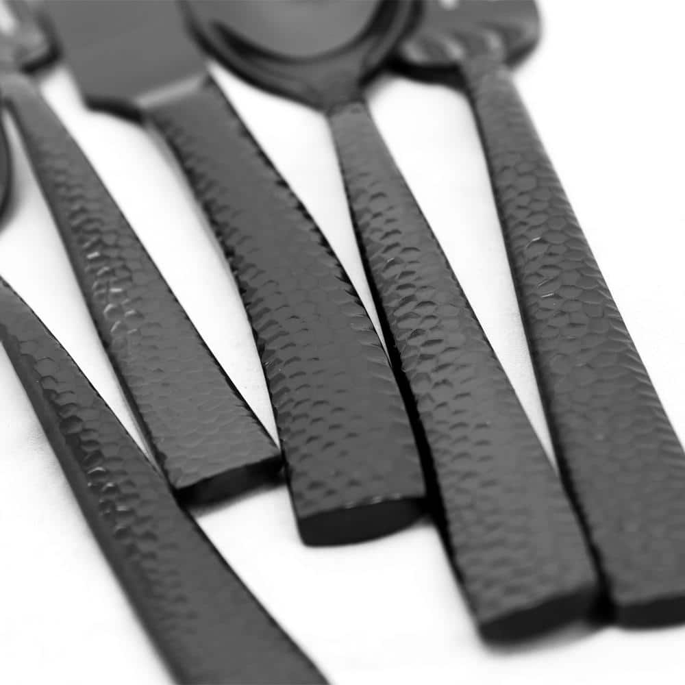 Elite Stonehenge 20-Piece Black 18/10 Stainless Steel Flatware Set (Service for 4) - Hercitys