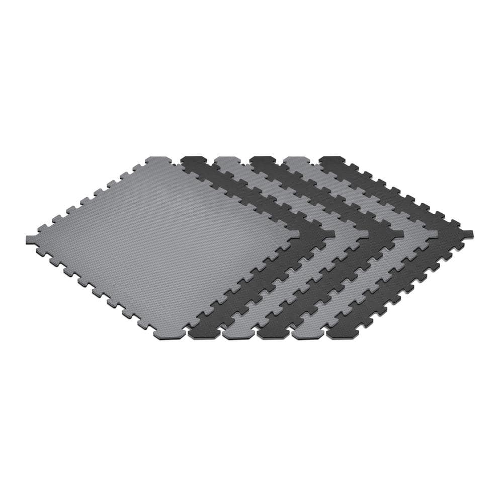 Gray/Black 24 in. x 24 in. EVA Foam Truly Reversible Interlocking Tile (24-Tile) - Hercitys