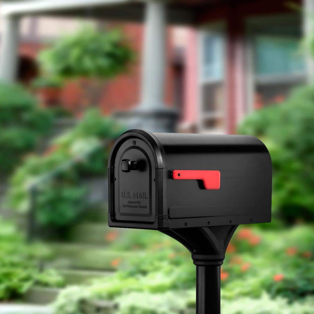 Roxbury Black, Large Steel Post Mount Mailbox and Premium Steel Post Combo - Hercitys