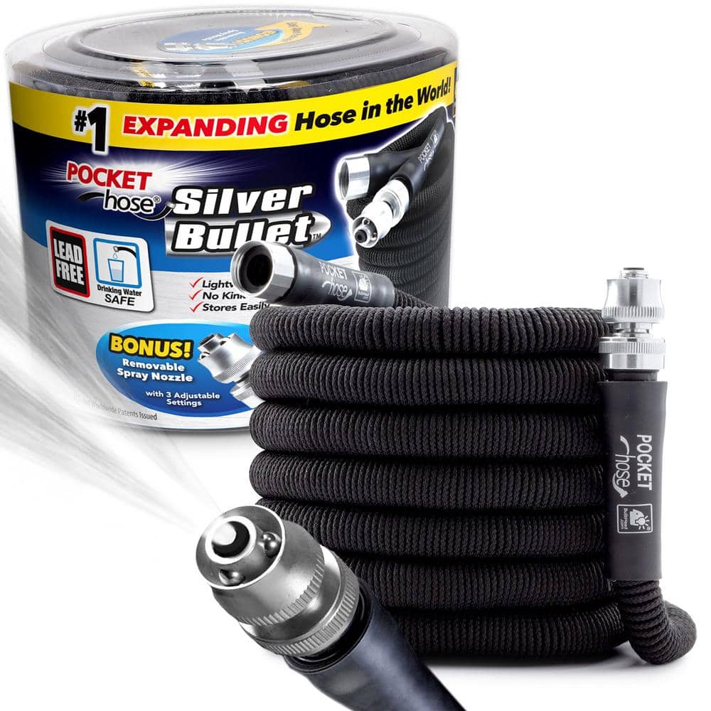 Silver Bullet 3/4 in. Dia x 75 ft. Lightweight Kink-Free Expandable Water Garden Hose - Hercitys