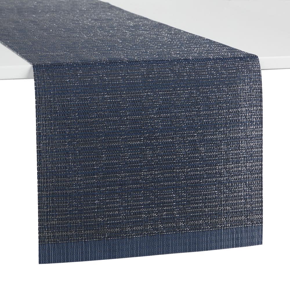 Coiled Woven PVC 13 in. W x 90 in. L Navy Blue Solid Polyester Table Runner - Hercitys