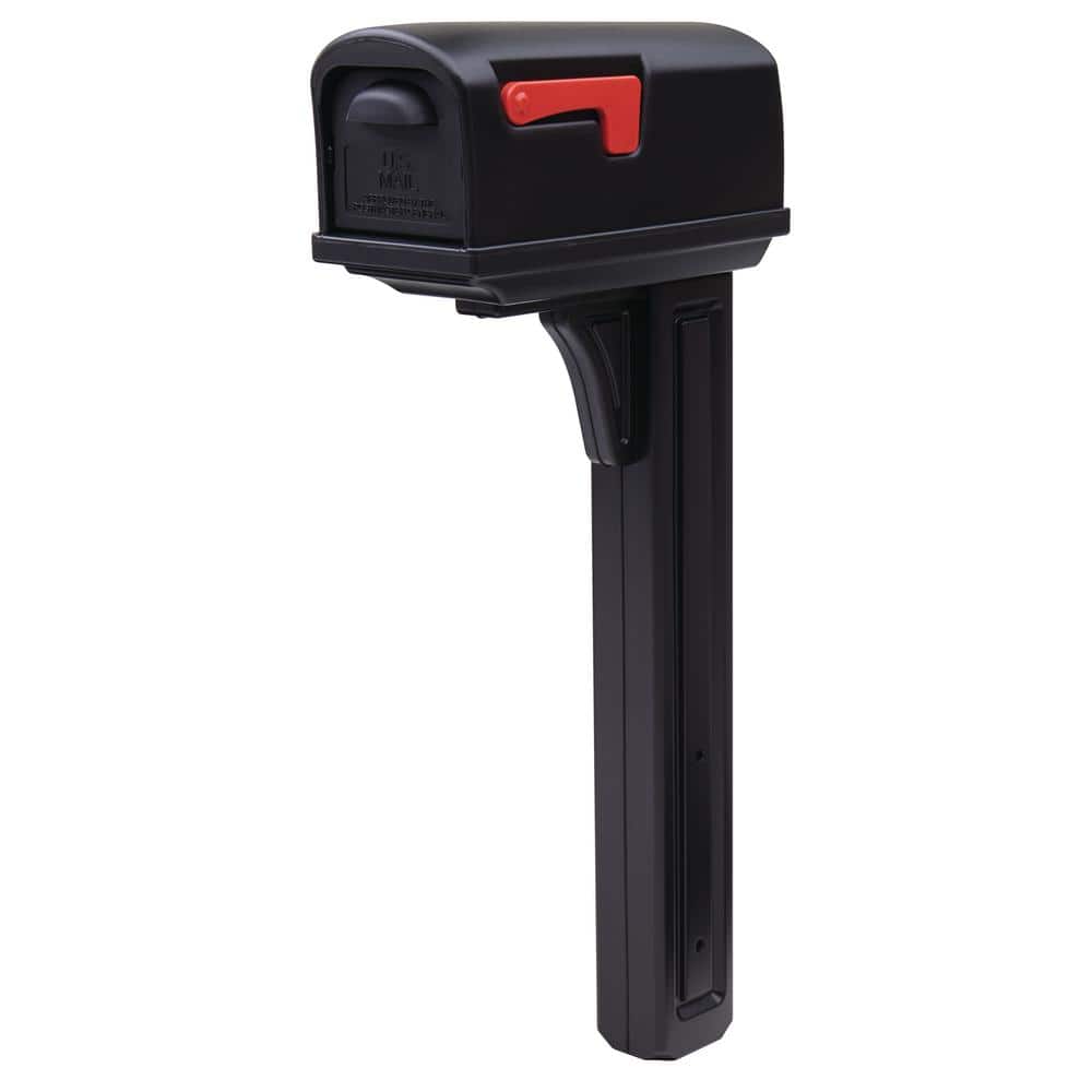 Classic Black, Medium, Plastic, All-in-One Mailbox and Post Combo - Hercitys