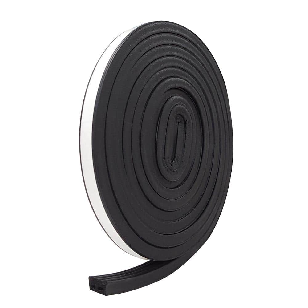 E/O 9/16 in. x 5/16 in. x 10 ft. Black EPDM Cellular Rubber Weather-Strip Tape Cushioned Ribbed - Hercitys
