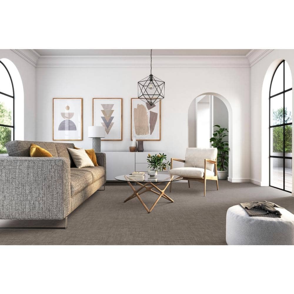 Tailored – Steele – Gray 38 oz. SD Polyester Pattern Installed Carpet - Hercitys