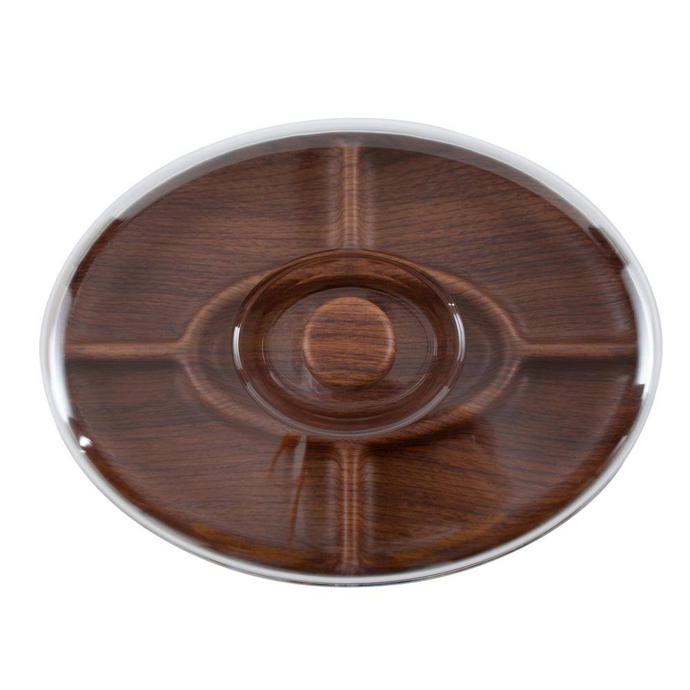 Wood Look 5-Section Serving Tray with Cover - Hercitys