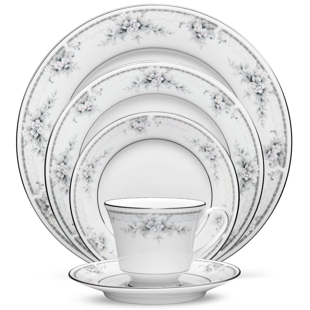 Sweet Leilani 5-Piece (White) Porcelain Place Setting, Service for 1 - Hercitys