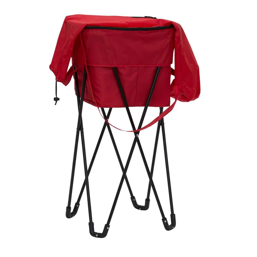 Thermal Standing 52 Qt. Cooler with Travel Bag, Black Powder Coated Steel Legs, Soft-Sided Cooler in Red - Hercitys