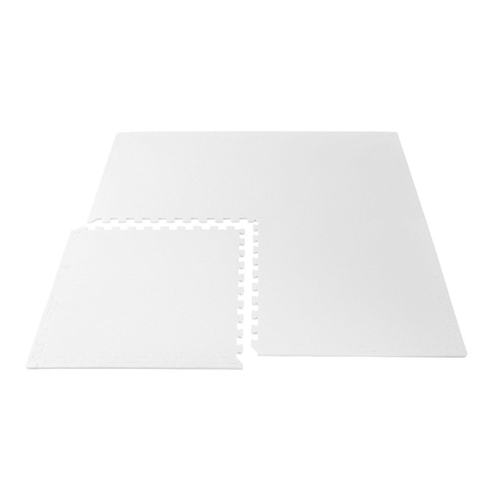 White 24 in. W x 24 in. L x 3/8 in. T Interlocking Foam Gym Flooring Mat (6 Tiles/Pack) (24 sq. ft. ) - Hercitys