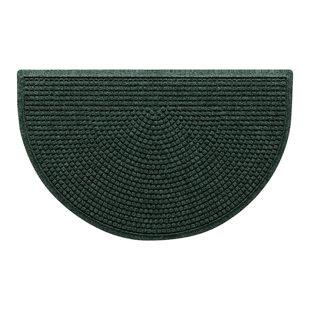 Waterhog Squares 24 in. x 39 in. Indoor Outdoor PET Polyester Half Round Doormat Evergreen - Hercitys