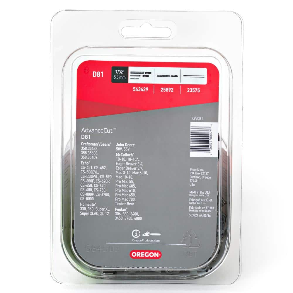 D81 Chainsaw Chain for 24 in. Bar Fits Echo, Poulan, Craftsman, Homelite, and McCulloch - Hercitys