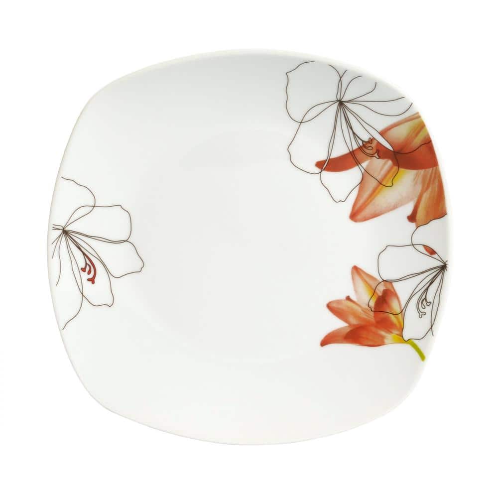 Lily 16-Piece Casual White with Pattern Ceramic Dinnerware Set (Service for 4) - Hercitys