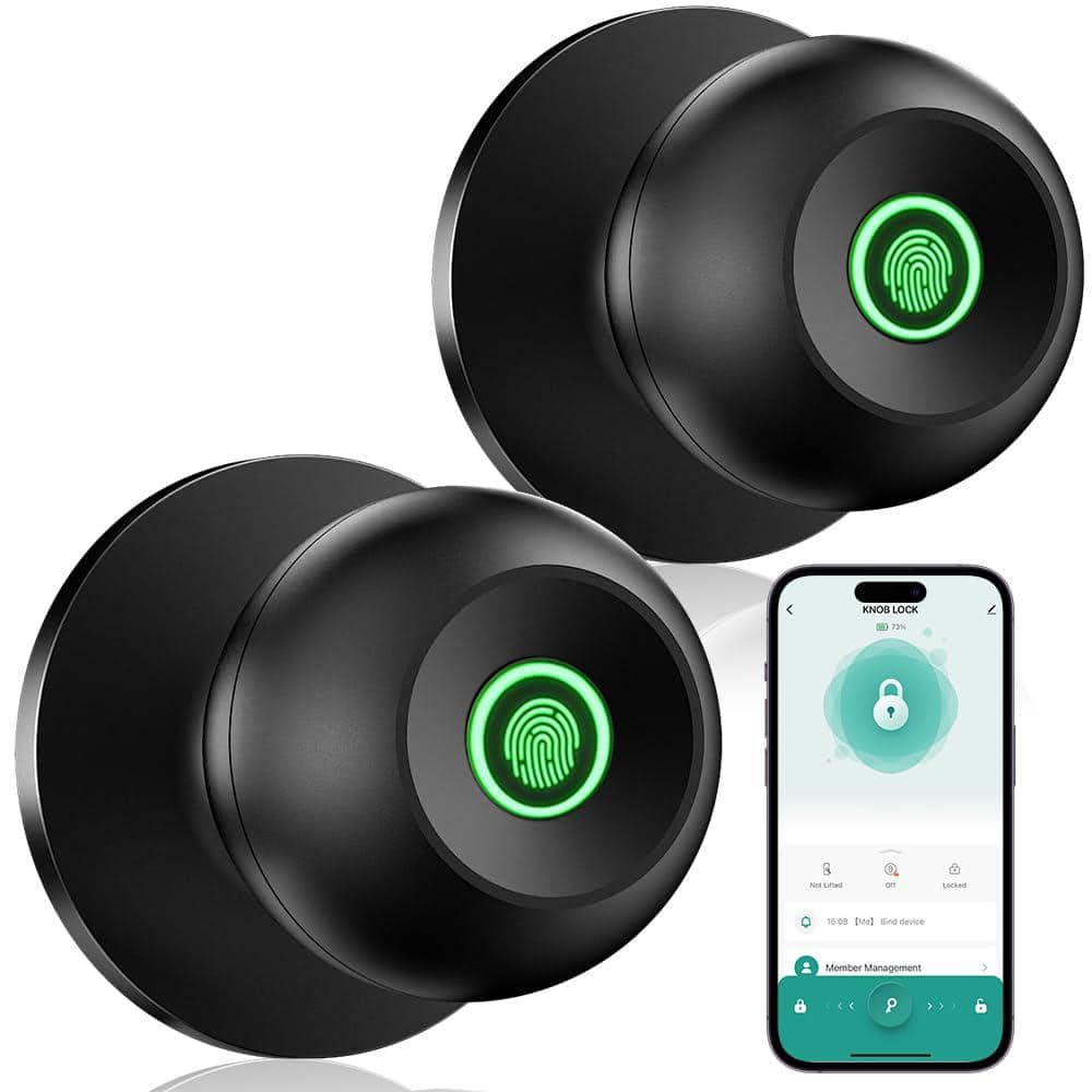Smart Biometric Fingerprint Door Knob in Black - Hercitys