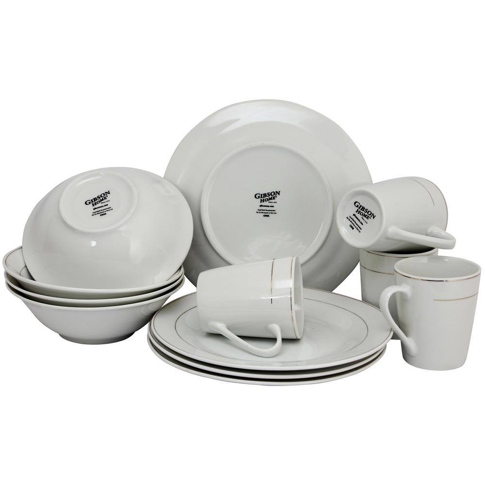 Tuxedo Deluxe 12-Piece Traditional White Porcelain Dinnerware Set (Service for 4) - Hercitys